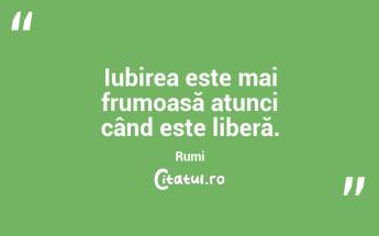 Iubirea este mai frumoasă atunci când este liberă. Rumi...