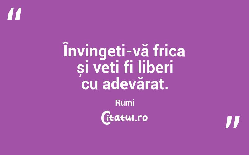 Învingeți-vă frica și veți fi liberi cu adevărat. Rumi
