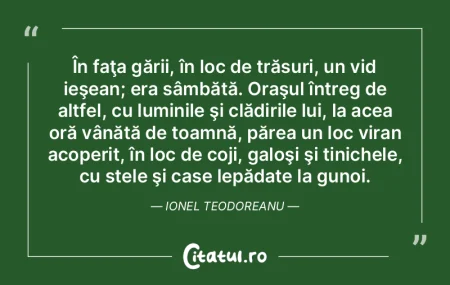 În faţa gării, în loc de trăsuri, u... În faţa gării, în loc de trăsuri, u...