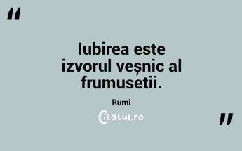 Iubirea este izvorul veșnic al frumuseții. Rumi...