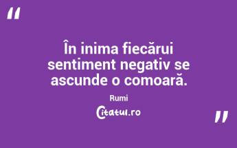 În inima fiecărui sentiment negativ se ascunde o comoară. Rumi...