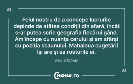 Felul nostru de a concepe lucrurile depi... Felul nostru de a concepe lucrurile depi...