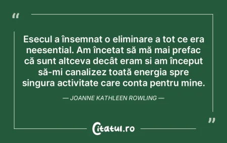 Eșecul a însemnat o eliminare a tot ce... Eșecul a însemnat o eliminare a tot ce...