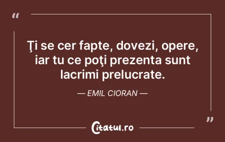 Ţi se cer fapte, dovezi, opere, iar tu ... Ţi se cer fapte, dovezi, opere, iar tu ...