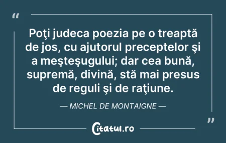 Poţi judeca poezia pe o treaptă de jos... Poţi judeca poezia pe o treaptă de jos...