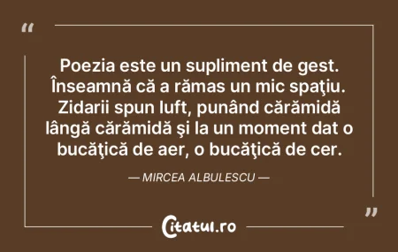 Poezia este un supliment de gest. Însea... Poezia este un supliment de gest. Însea...