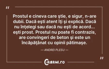 Prostul e cineva care ştie, e sigur, n-... Prostul e cineva care ştie, e sigur, n-...