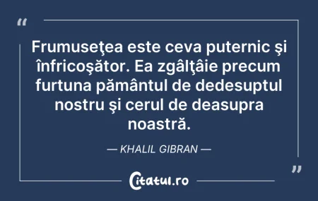 Frumuseţea este ceva puternic şi înfr...