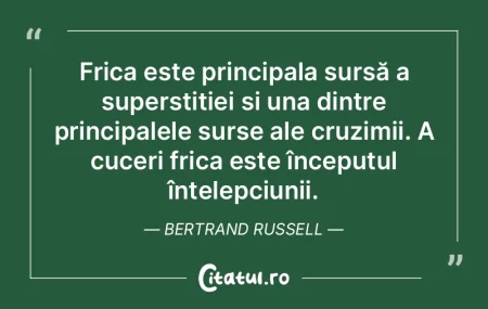Frica este principala sursă a superstiÈ... Frica este principala sursă a superstiÈ...