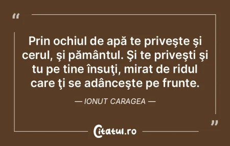 Prin ochiul de apă te priveşte şi cer...