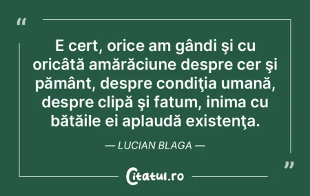 E cert, orice am gândi şi cu oricâtă...