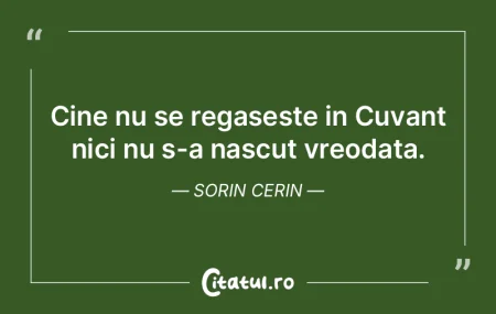 Cine nu se regaseste in Cuvant nici nu s...