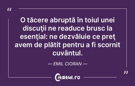 O tăcere abruptă în toiul unei discuÅ... O tăcere abruptă în toiul unei discuÅ...