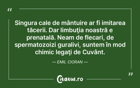 Singura cale de mântuire ar fi imitarea... Singura cale de mântuire ar fi imitarea...