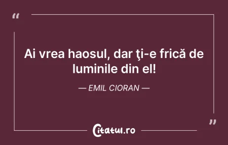 Ai vrea haosul, dar ţi-e frică de lumi... Ai vrea haosul, dar ţi-e frică de lumi...