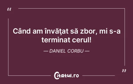 Când am învăţat să zbor, mi s-a ter... Când am învăţat să zbor, mi s-a ter...