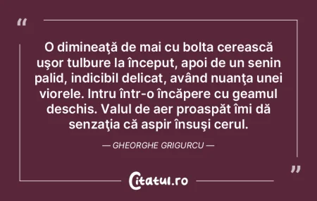 O dimineaţă de mai cu bolta cerească ... O dimineaţă de mai cu bolta cerească ...