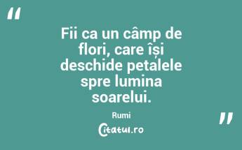 Fii ca un câmp de flori, care își deschide petalele spre lumina soarelui. Rumi...