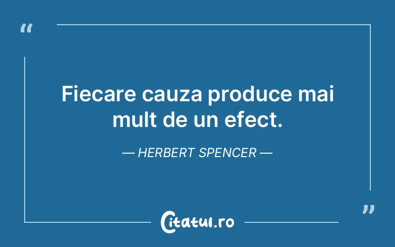 Fiecare cauza produce mai mult de un efect. Herbert Spencer