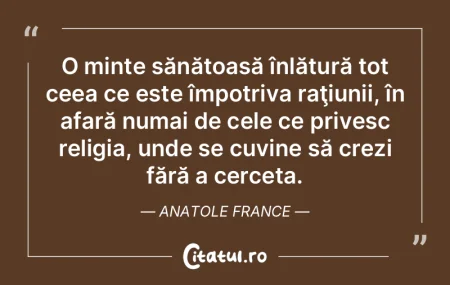 O minte sănătoasă înlătură tot cee... O minte sănătoasă înlătură tot cee...