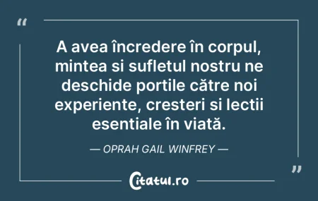 A avea încredere în corpul, mintea și... A avea încredere în corpul, mintea și...
