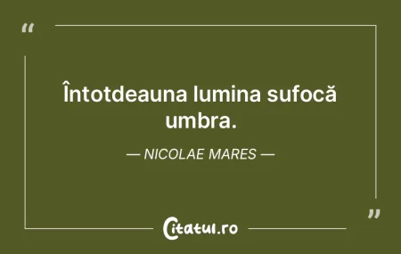 Întotdeauna lumina sufocă umbra. Nicol...