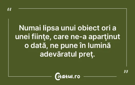 Numai lipsa unui obiect ori a unei fiinÅ... Numai lipsa unui obiect ori a unei fiinÅ...