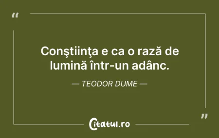 Conştiinţa e ca o rază de lumină în... Conştiinţa e ca o rază de lumină în...