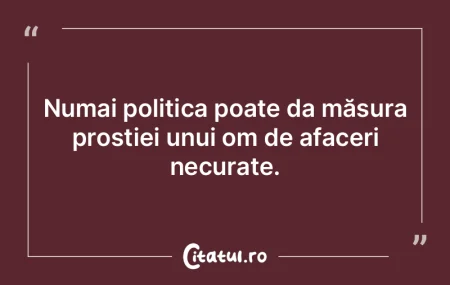 Numai politica poate da măsura prostiei... Numai politica poate da măsura prostiei...