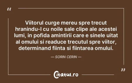 Viitorul curge mereu spre trecut hranind... Viitorul curge mereu spre trecut hranind...
