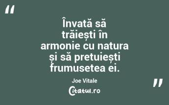 Învață să trăiești în armonie cu natura și să prețuiești frumusețea ei. Joe Vitale...