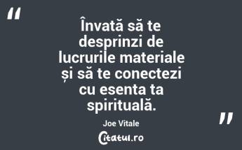 Învață să te desprinzi de lucrurile materiale și să te conectezi cu esența ta spirituală. Joe Vitale...