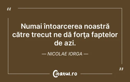 Numai întoarcerea noastră către trecu... Numai întoarcerea noastră către trecu...