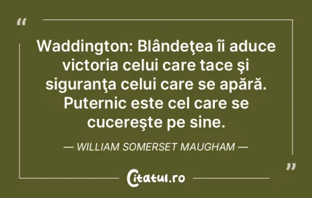 Waddington: Blândeţea îi aduce victor... Waddington: Blândeţea îi aduce victor...