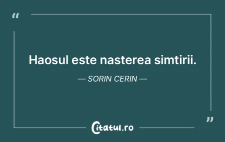 Haosul este nasterea simtirii. Sorin Cer... Haosul este nasterea simtirii. Sorin Cer...