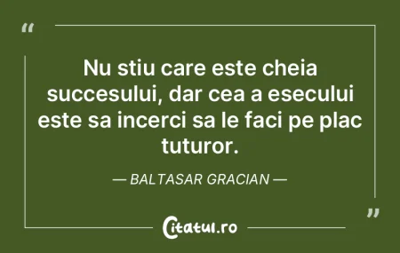 Nu stiu care este cheia succesului, dar ... Nu stiu care este cheia succesului, dar ...