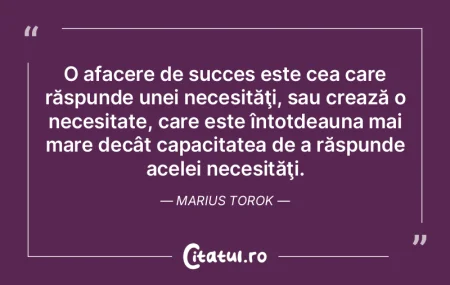 O afacere de succes este cea care răspu... O afacere de succes este cea care răspu...