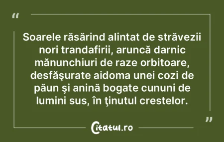 Soarele răsărind alintat de străvezii... Soarele răsărind alintat de străvezii...