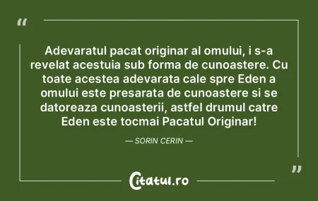 Adevaratul pacat originar al omului, i s... Adevaratul pacat originar al omului, i s...