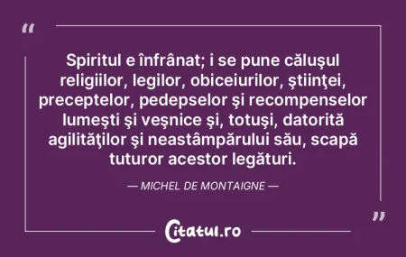 Spiritul e înfrânat; i se pune căluş... Spiritul e înfrânat; i se pune căluş...