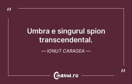 Umbra e singurul spion transcendental. I...