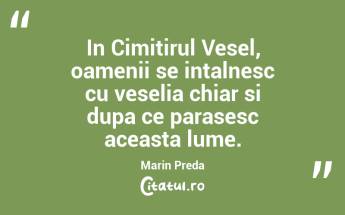 In Cimitirul Vesel, oamenii se intalnesc cu veselia chiar si dupa ce parasesc aceasta lume. Marin Preda...