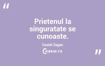 Prietenul la singuratate se cunoaste. Costel Zagan...