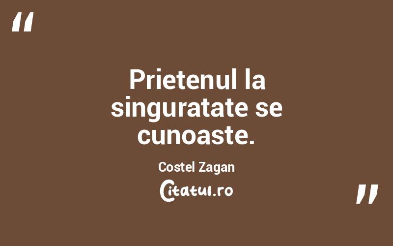 Prietenul la singuratate se cunoaste. Costel Zagan