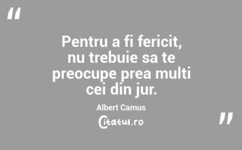 Pentru a fi fericit, nu trebuie sa te preocupe prea multi cei din jur. Albert Camus...