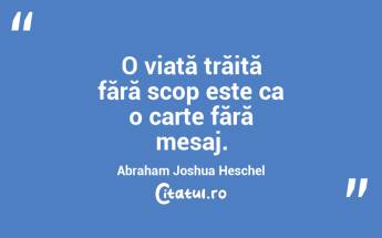 O viață trăită fără scop este ca o carte fără mesaj. Abraham Joshua Heschel...