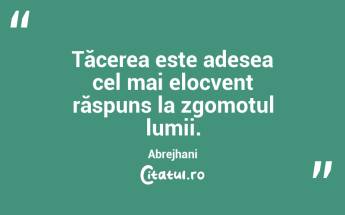Tăcerea este adesea cel mai elocvent răspuns la zgomotul lumii. Abrejhani...