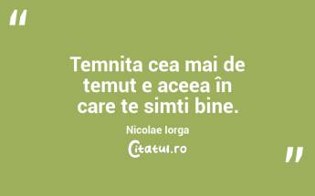 Temnița cea mai de temut e aceea în care te simți bine. Nicolae Iorga...