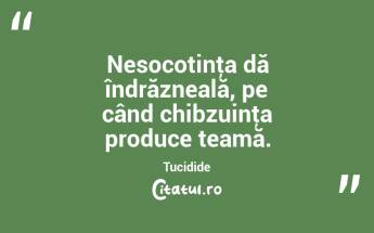 Nesocotinţa dă îndrăzneală, pe când chibzuinţa produce teamă. Tucidide...