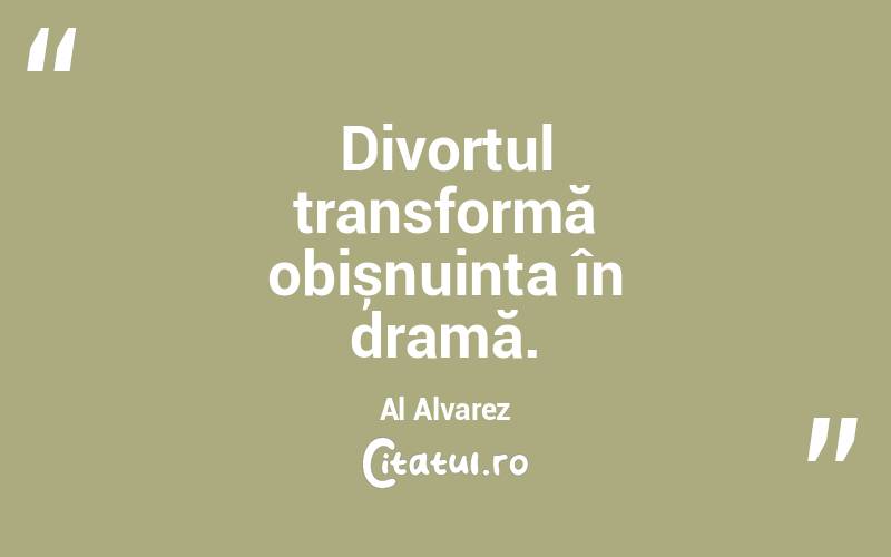Divorțul transformă obișnuința în dramă. Al Alvarez